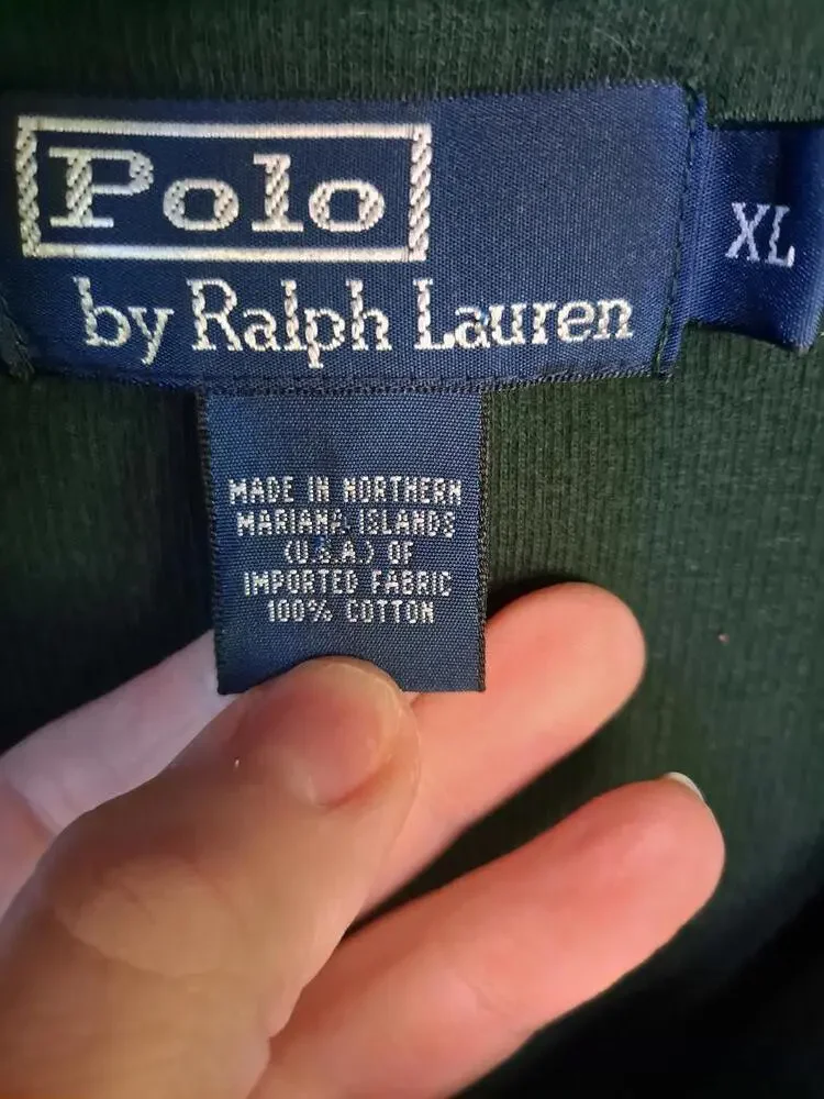 Polo Ralph Lauren 1/4 Zip Green with Red Logo Sweater Size‎ XL